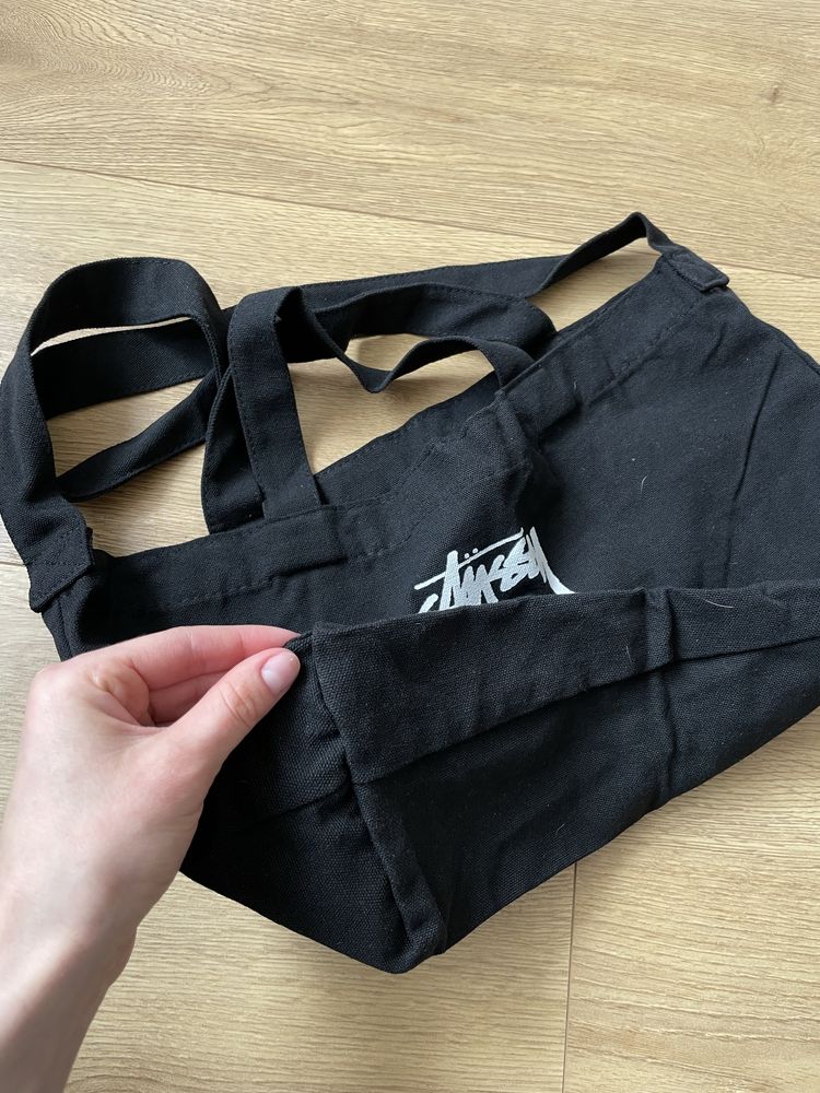 Шопер stussy чорний тканинний
