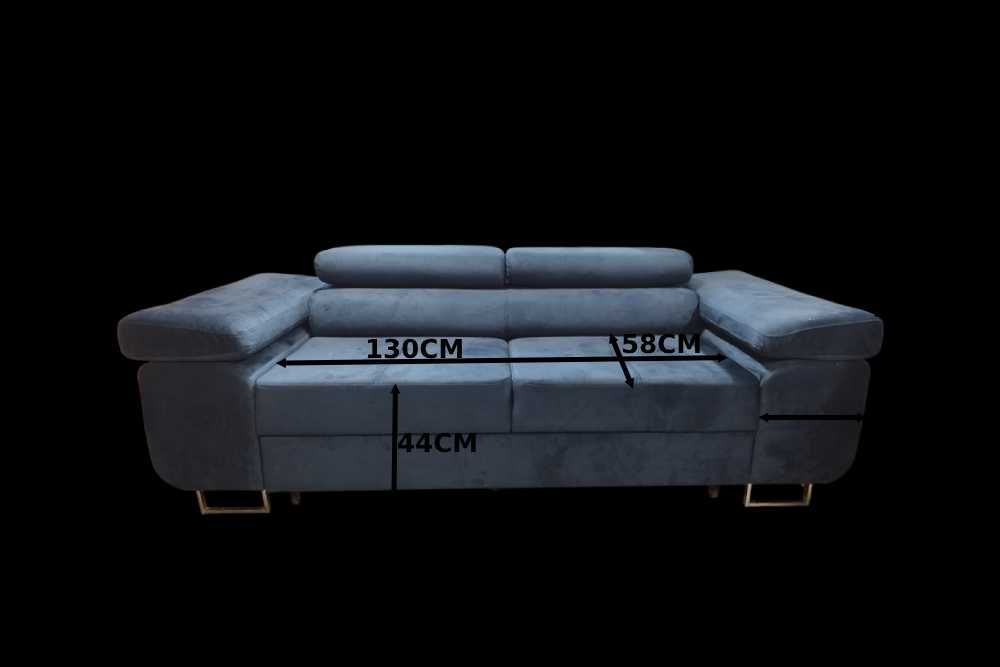 Kanapa LIVIO sofa 2 osobowa 200 cm regulowane zagłówki funkcja spania