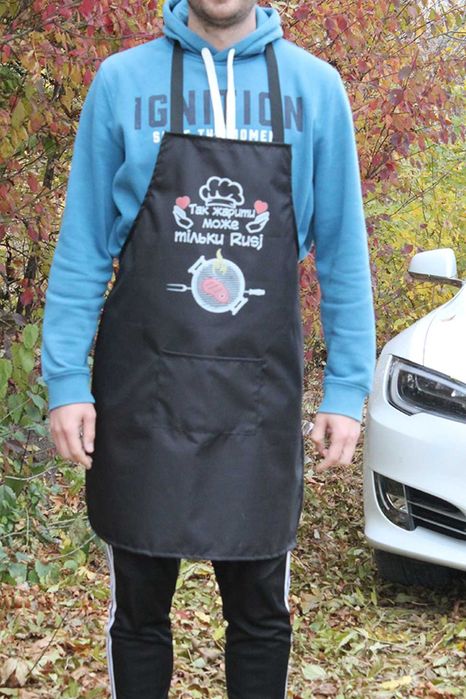 Фартух із принтом чорного кольору для готування та мангалу