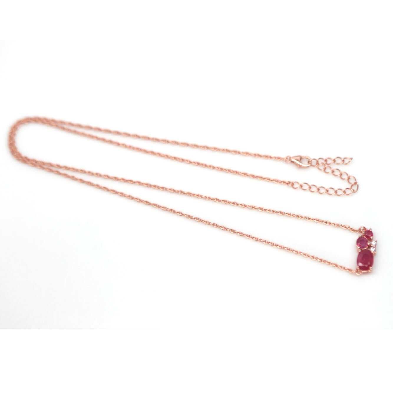Ожерелье из серебра 925 пробы с розовым рубином и цирконием, 50см