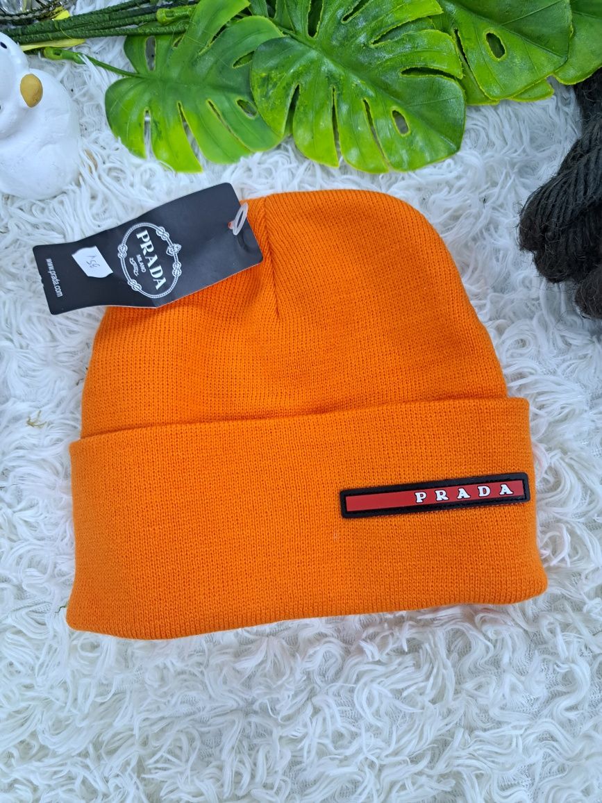 Pomarańczowa cudowna czapka Prada uniseks