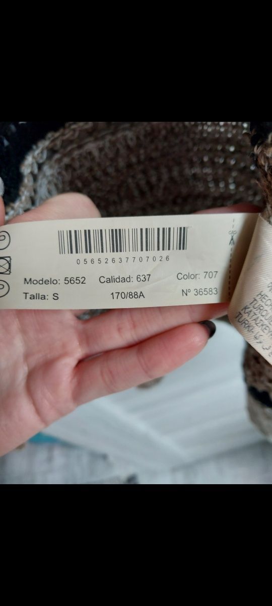 Długi sweter kardigan Massimo Dutti S 36 oversize bawełna