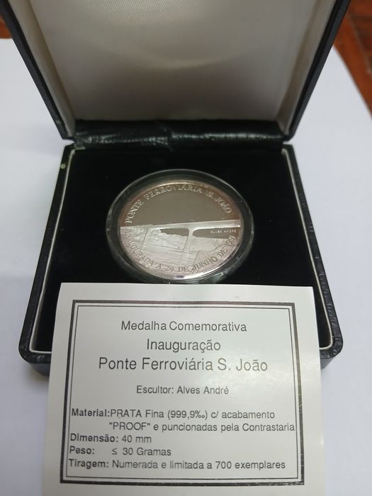Medalha prata inauguração ponte ferroviária  S. João
