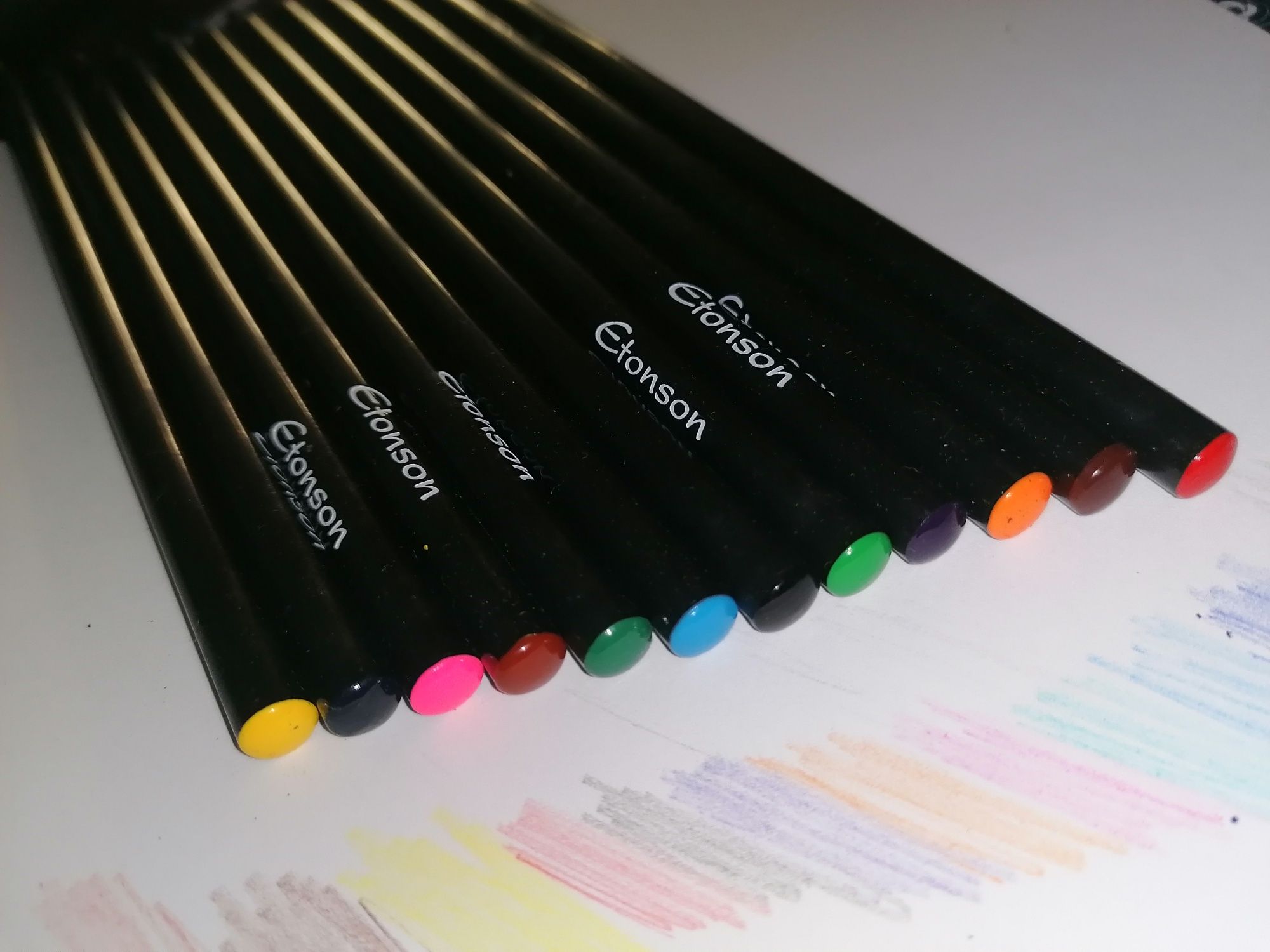 Фирменные цветные карандаши Etonson в тубусе со стружилкой 12шт уп.