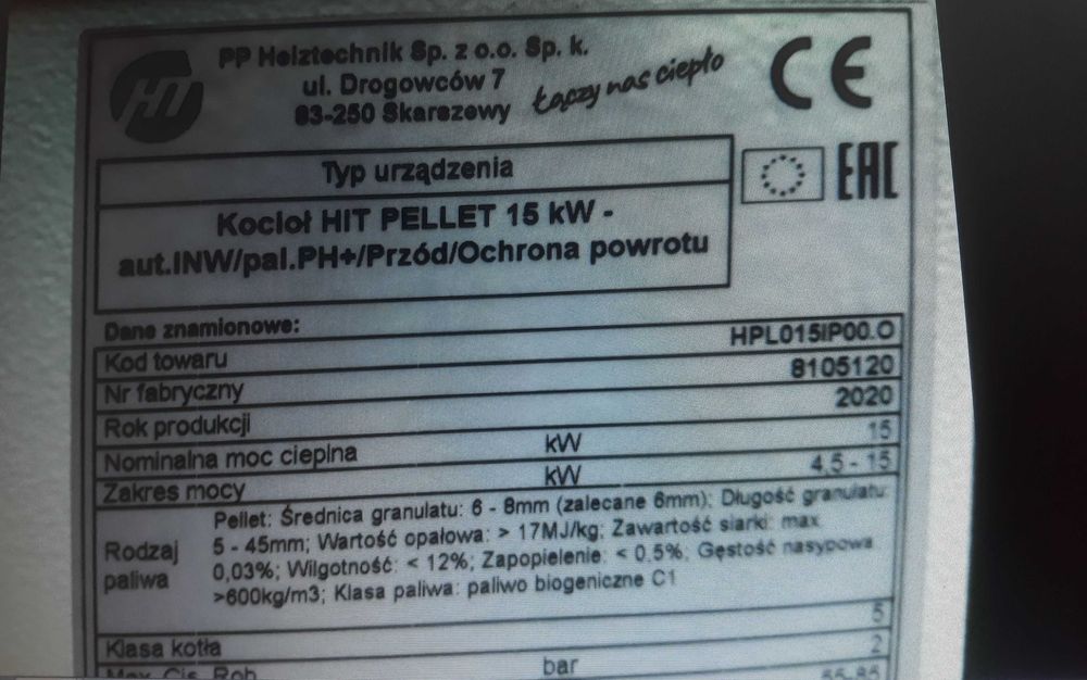 piec kocioł na Pellet  drzewny