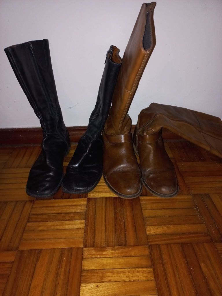 Botas em pele 35 e 36