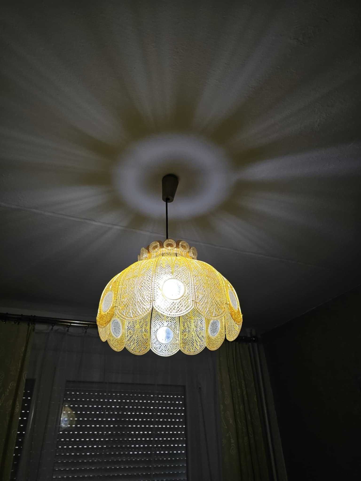 Pomarańczowy Żyrandol PRL Lampa sufitowa