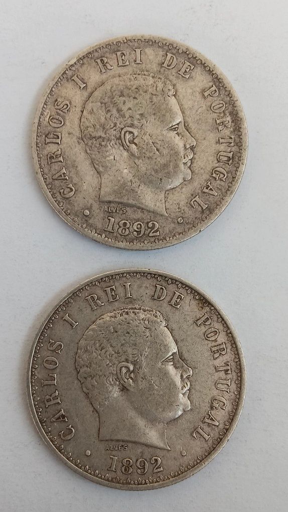 Moedas prata 916,6. De D. Carlos l de 500 réis