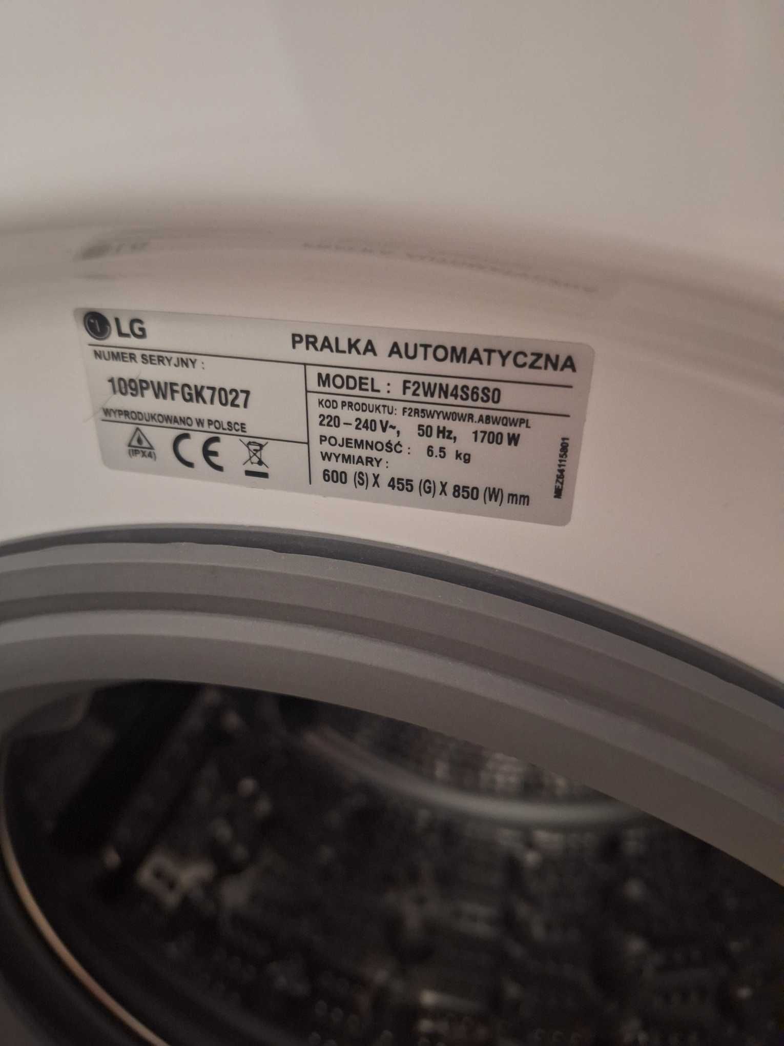 Pralka LG Vivace F2WN4S6S0 Slim 6,5kg -5 lat gwarancji -prog.parowe