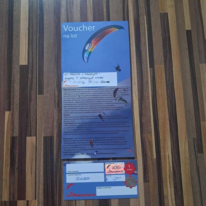 Voucher na lot paralotnią z akrobacjami + film Gdańsk okolice