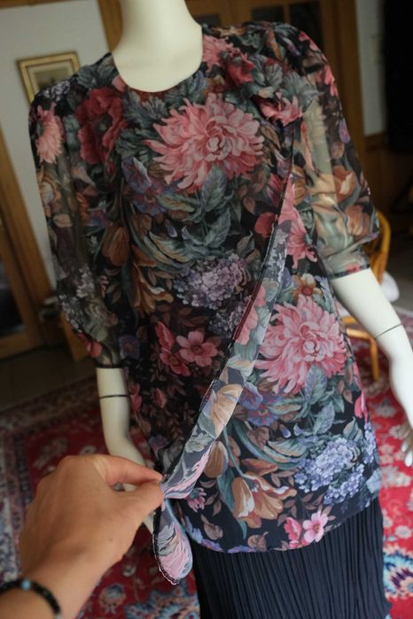 szyfonowa zwiewna letnia długa sukienka kwiaty vintage 80s maxi fairy