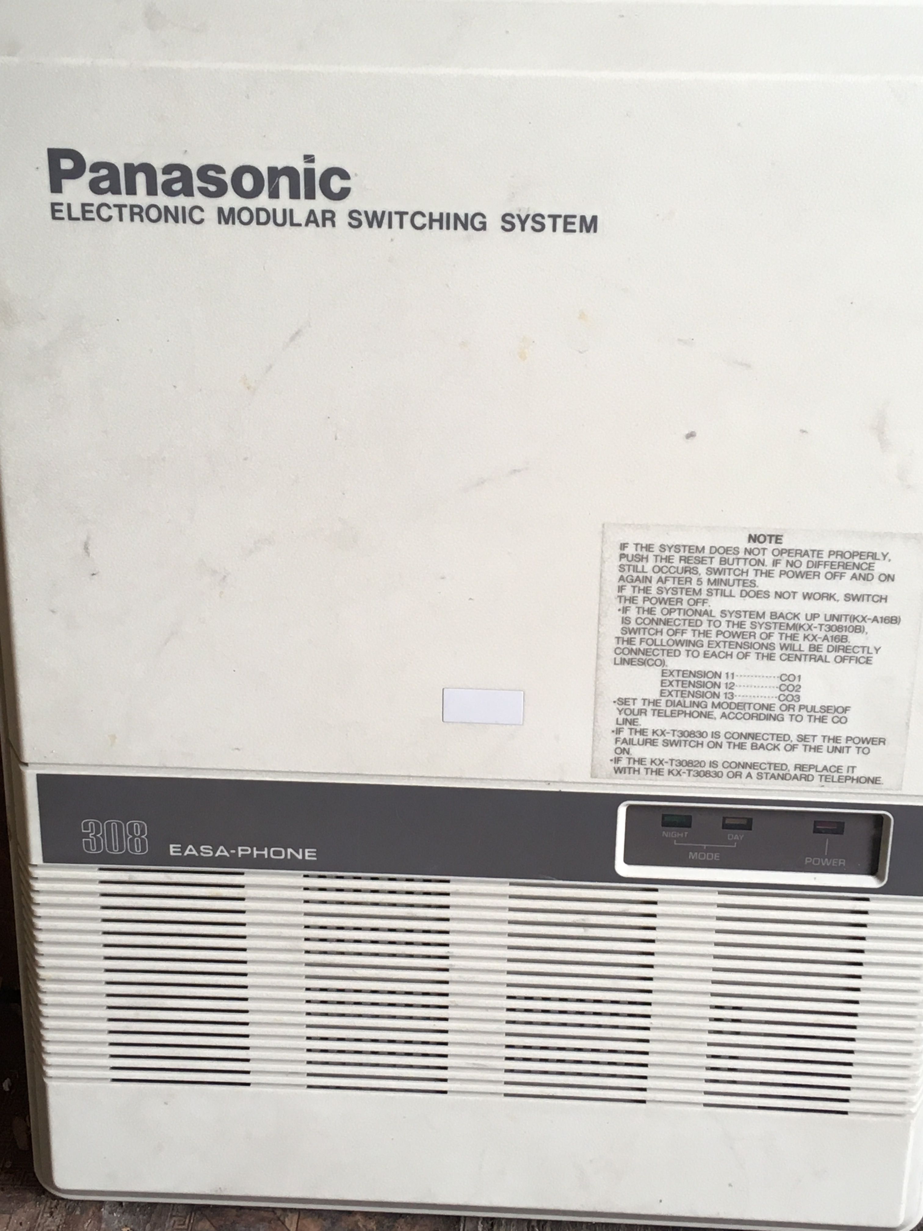 Panasonik electronic modular switching sistem kx-t30810b