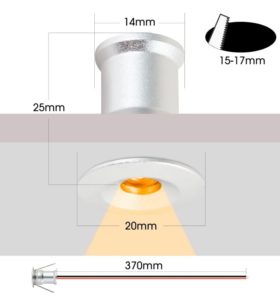 URing Mini reflektor LED punktowy 12 V 1 W