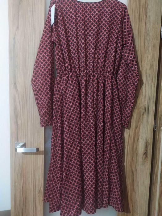 Sukienka brązowa w romby Kartes Maja 348-1