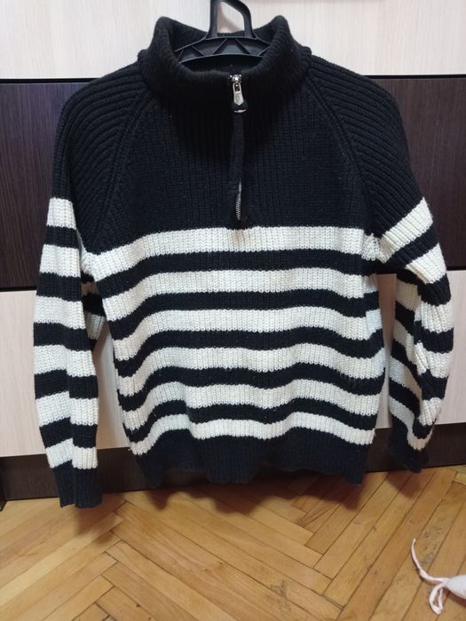 Тепла кофта з замочком, светр в полоску