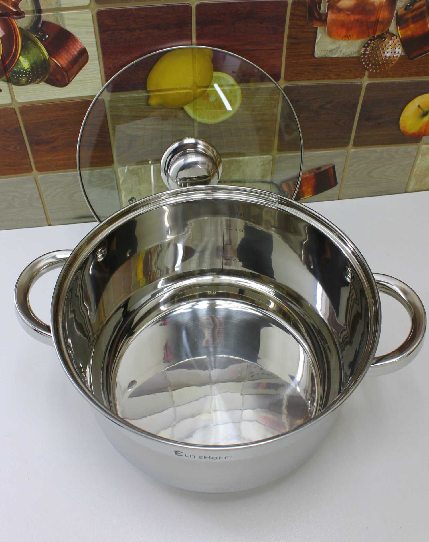 Garnek Prosty Stalowy Gastro 6,5L na Indukcję EliteHoff 4006