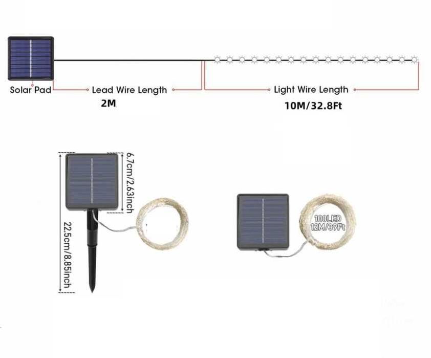 Fio LED SOLAR de Natal para exterior (7m)