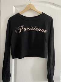 czarny sweter crop top długi rękaw bluza tally weijl L