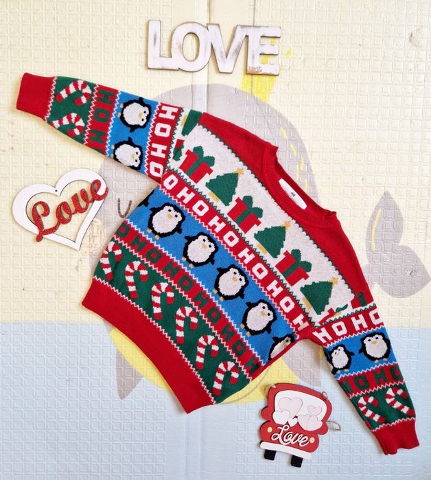 Новорічний Різдвяний светр H&M хлопчик 18-24 м, 1,5-2 р світшот батнік