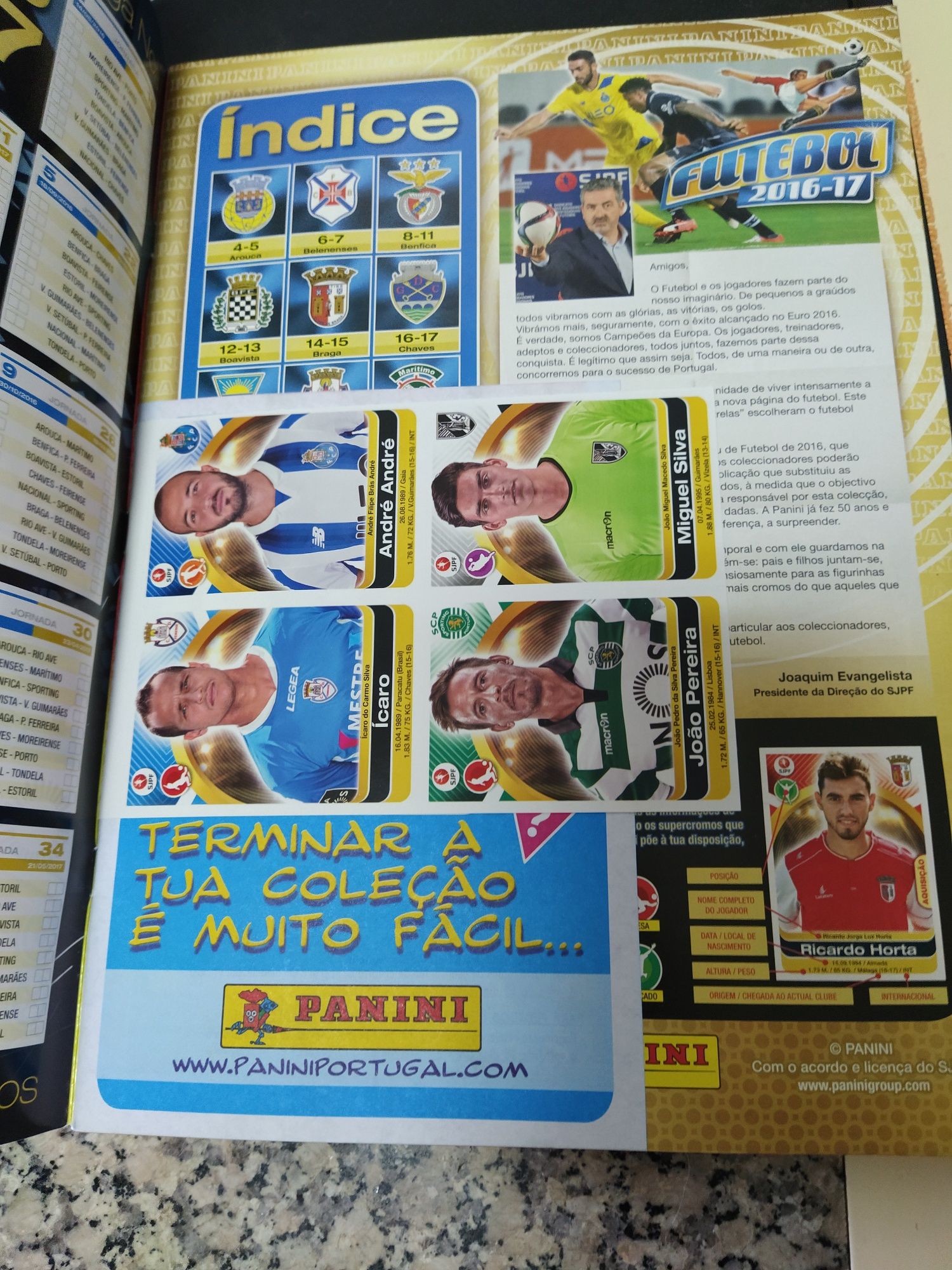 Cadernetas vazias Panini 2016/2017