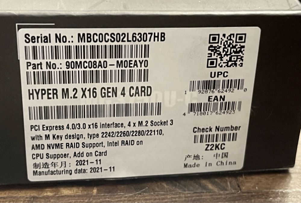 Karta ASUS Hyper M.2 x16 v4 generacji PCIe 4.0/3.0 szybkie dyski SSD