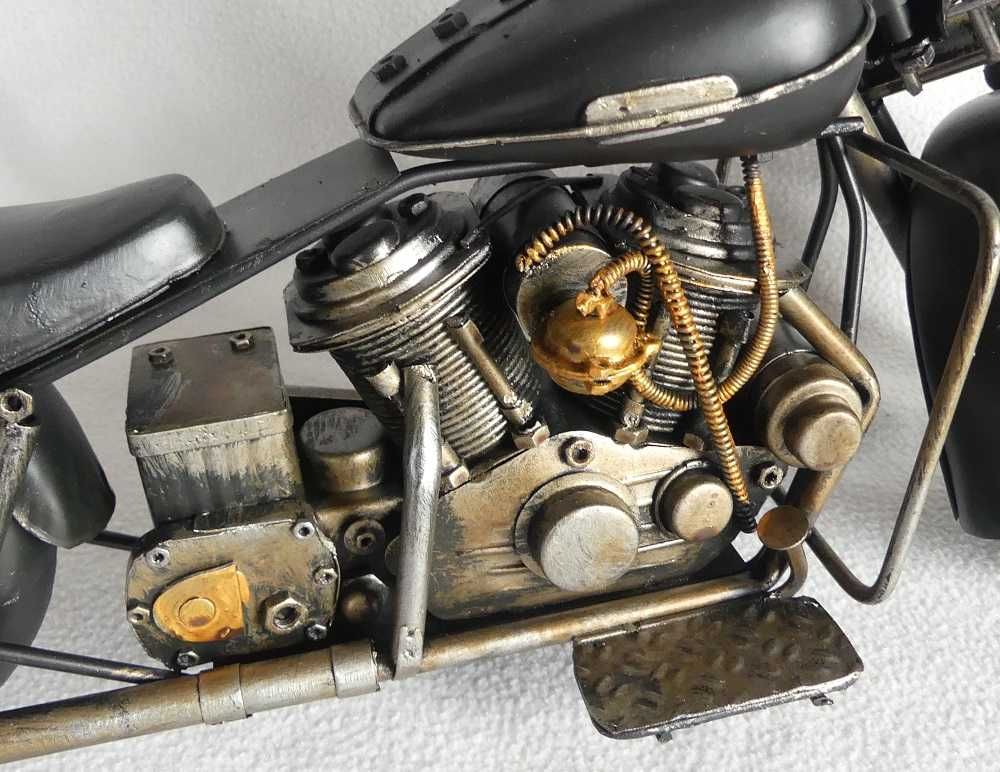 Duży Metalowy czarny MOTOR retro pojazd 40,5 cm motocykl