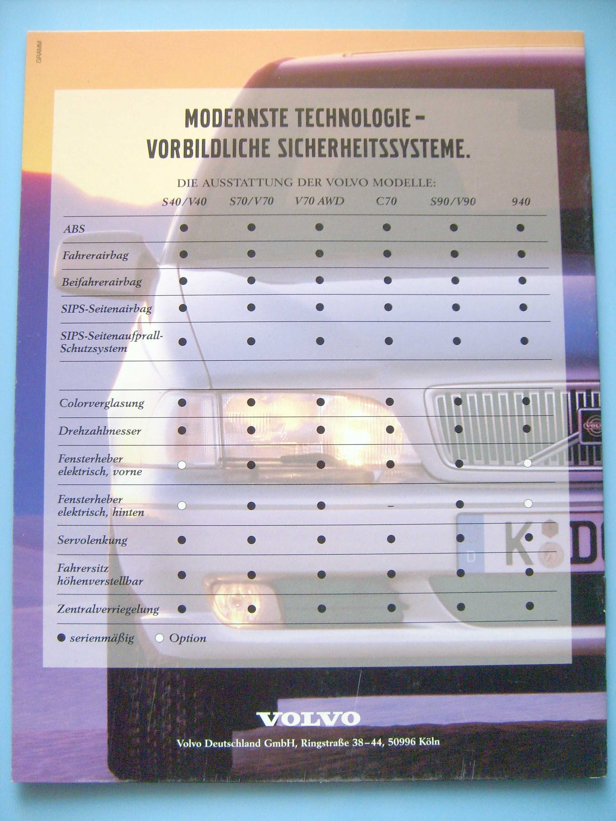 VOLVO Program 1998 - S40 S70 C70 S90 940 - prospekt stan BDB