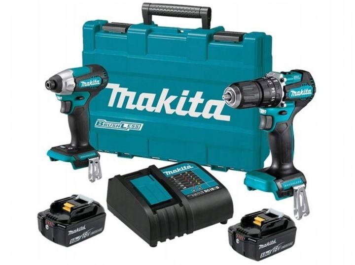 Makita Zestaw Wkrętarka Dhp487z + Zakrętarka Dtd157z + 2x 5ah + Dc18sd