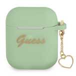 Guess GUA2LSCHSN AirPods 1/2 cover zielony/green Silicone Charm Heart