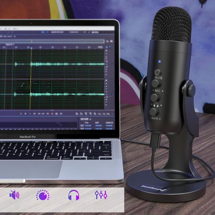 Mikrofon USB K66 do Gier Podcastów Streamingu PC, PS4, PS5, Telefony