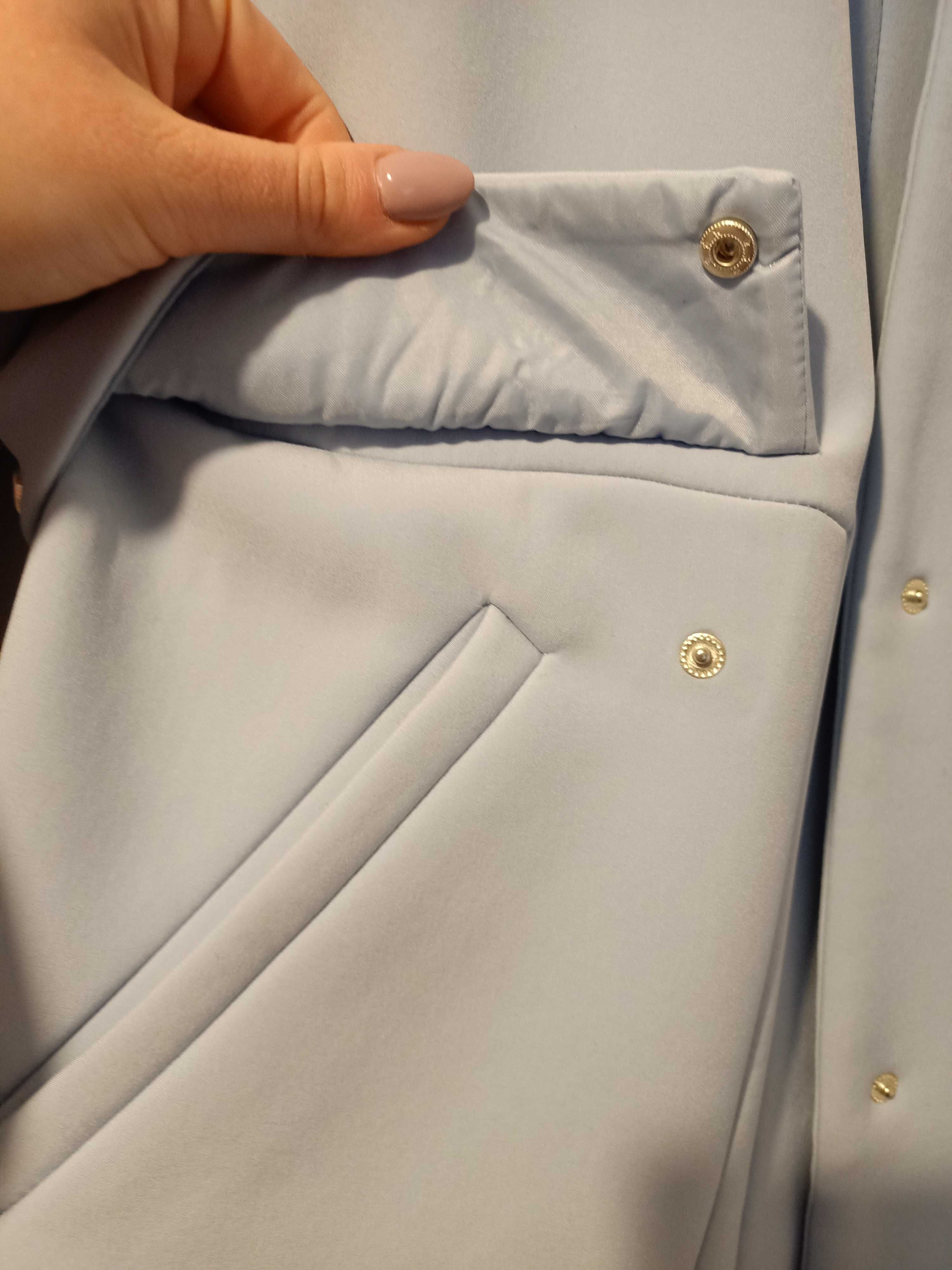Niebieski błękitny płaszcz damski Reserved 38 M baby blue nowy