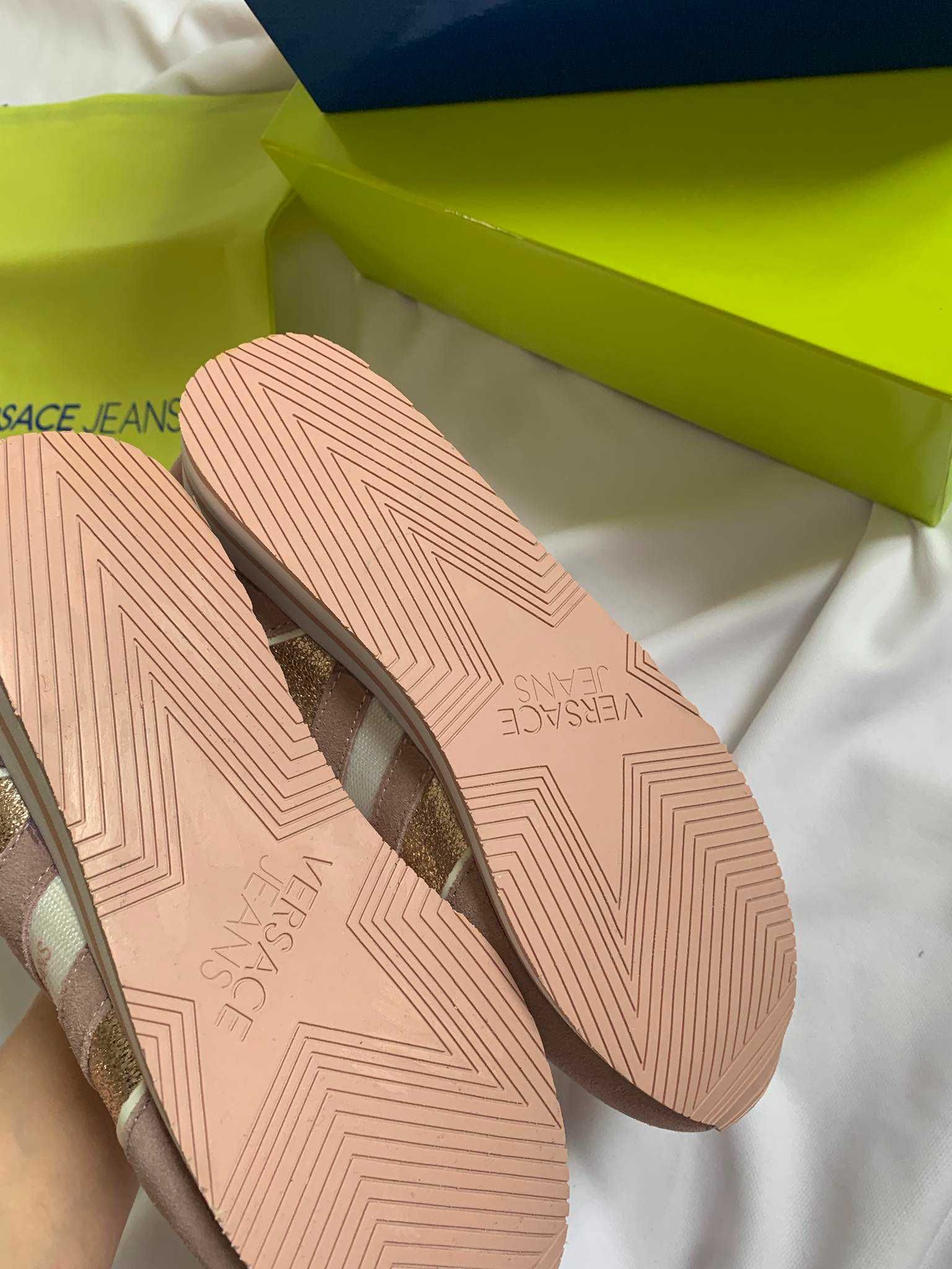 Versace Jeans buty damskie codzienne sneakersy zamsz brokat 38