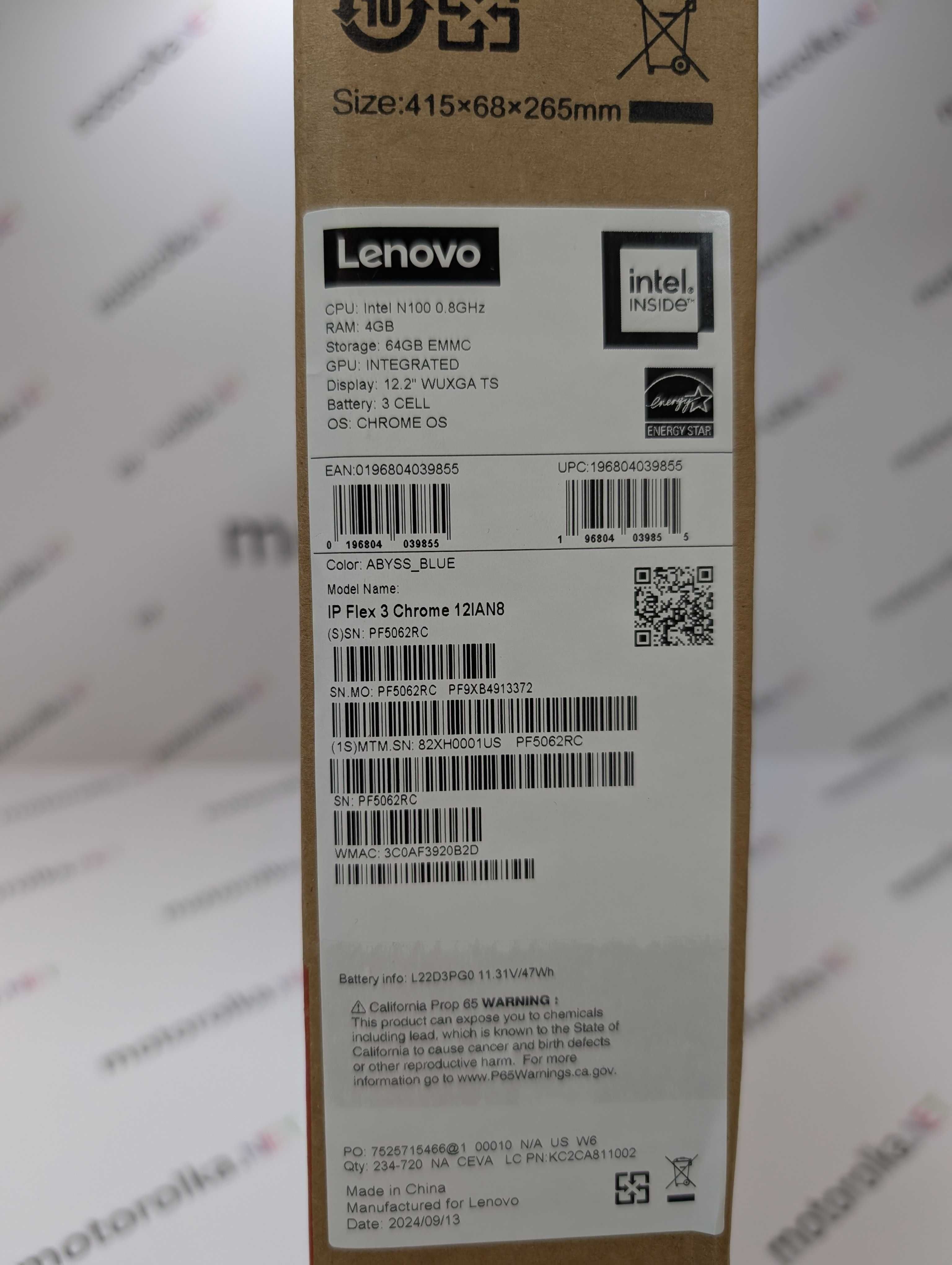 Lenovo IdeaPad Flex 3 12IAN8 FHD Touch\Intel N100\RAM 4GB\SSD 64GB