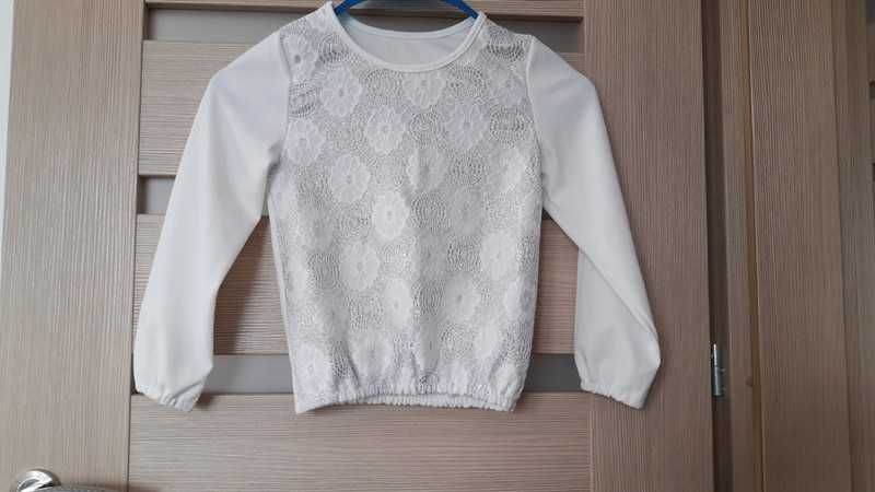 Bluzeczka z długim rękawem ecru/krem.,r.128