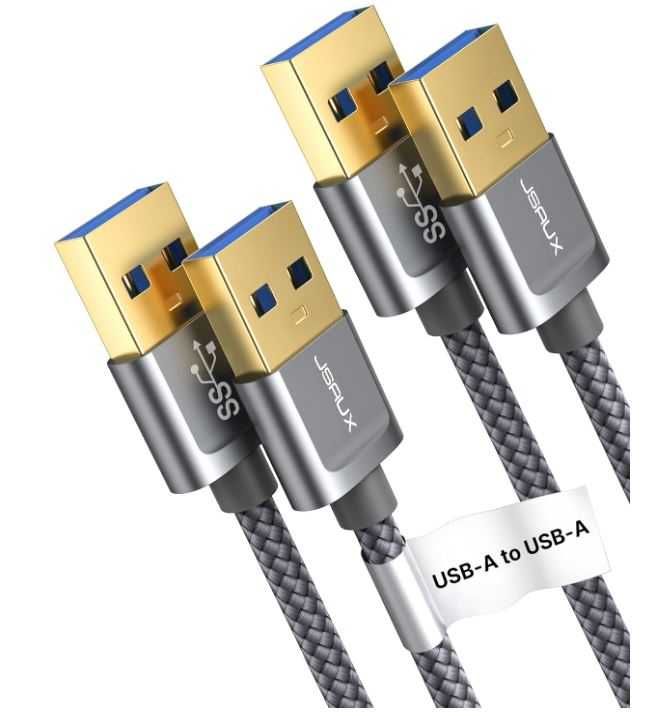 Kabel USB A na USB A w oplocie JSAUX 2 sztuki (1 meter i 2 metry)