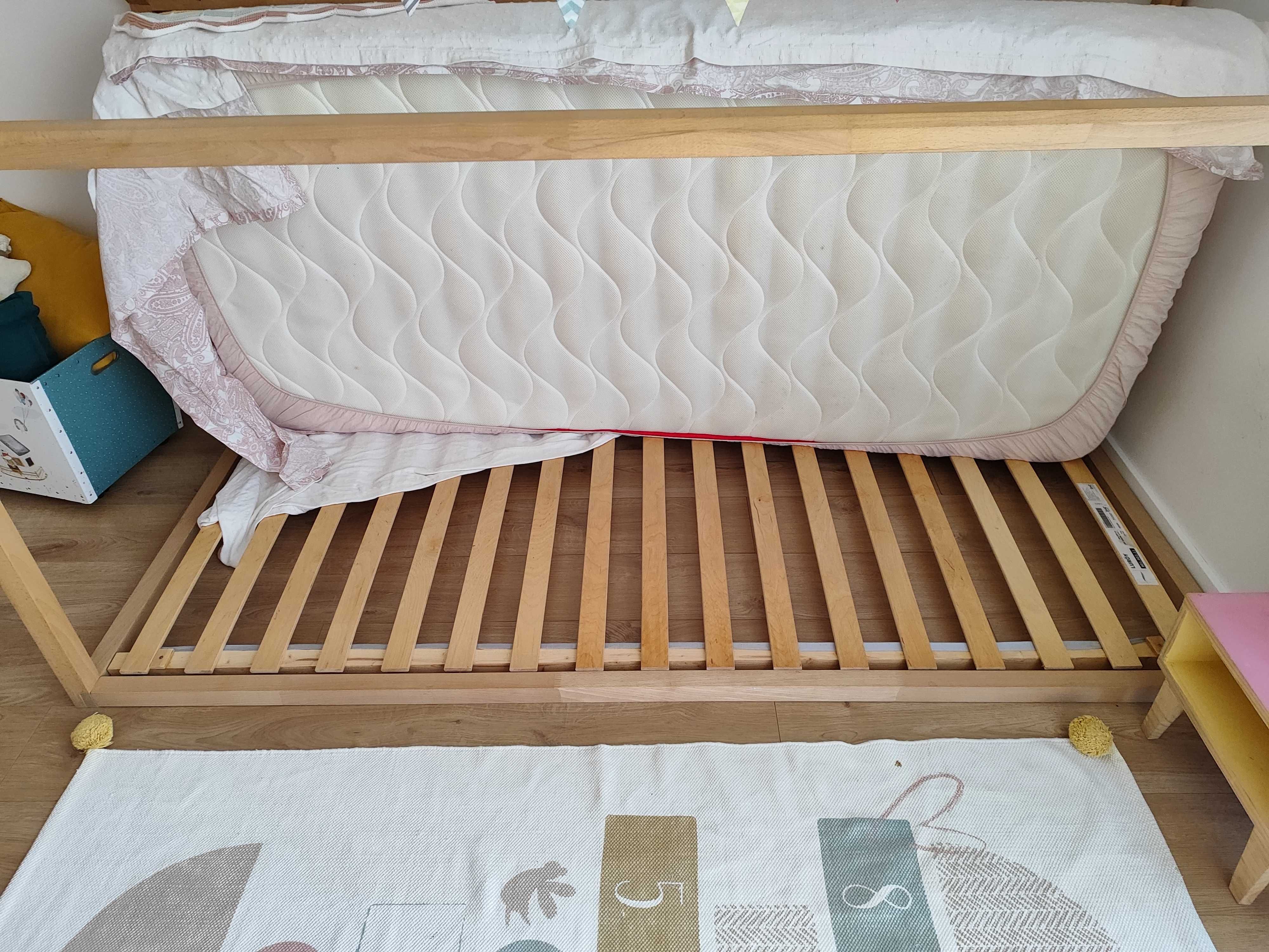 Cama casinha montessori de madeira natural 200x90cm