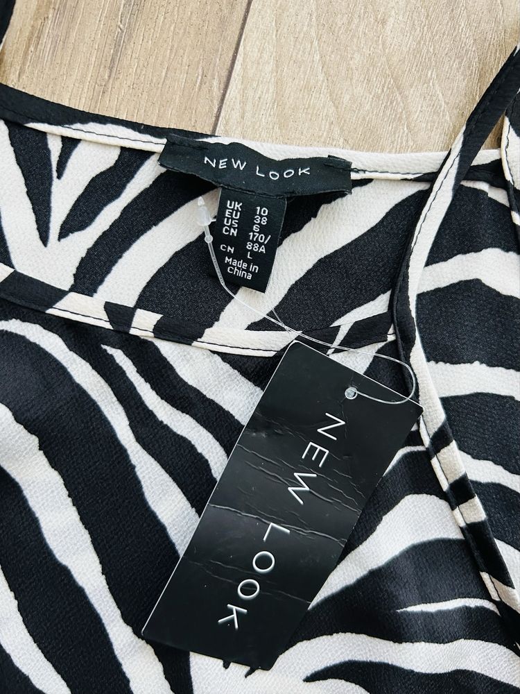 Maxi wzorzysta zebra nowa New Look na lato asymetryczna falbana M 38