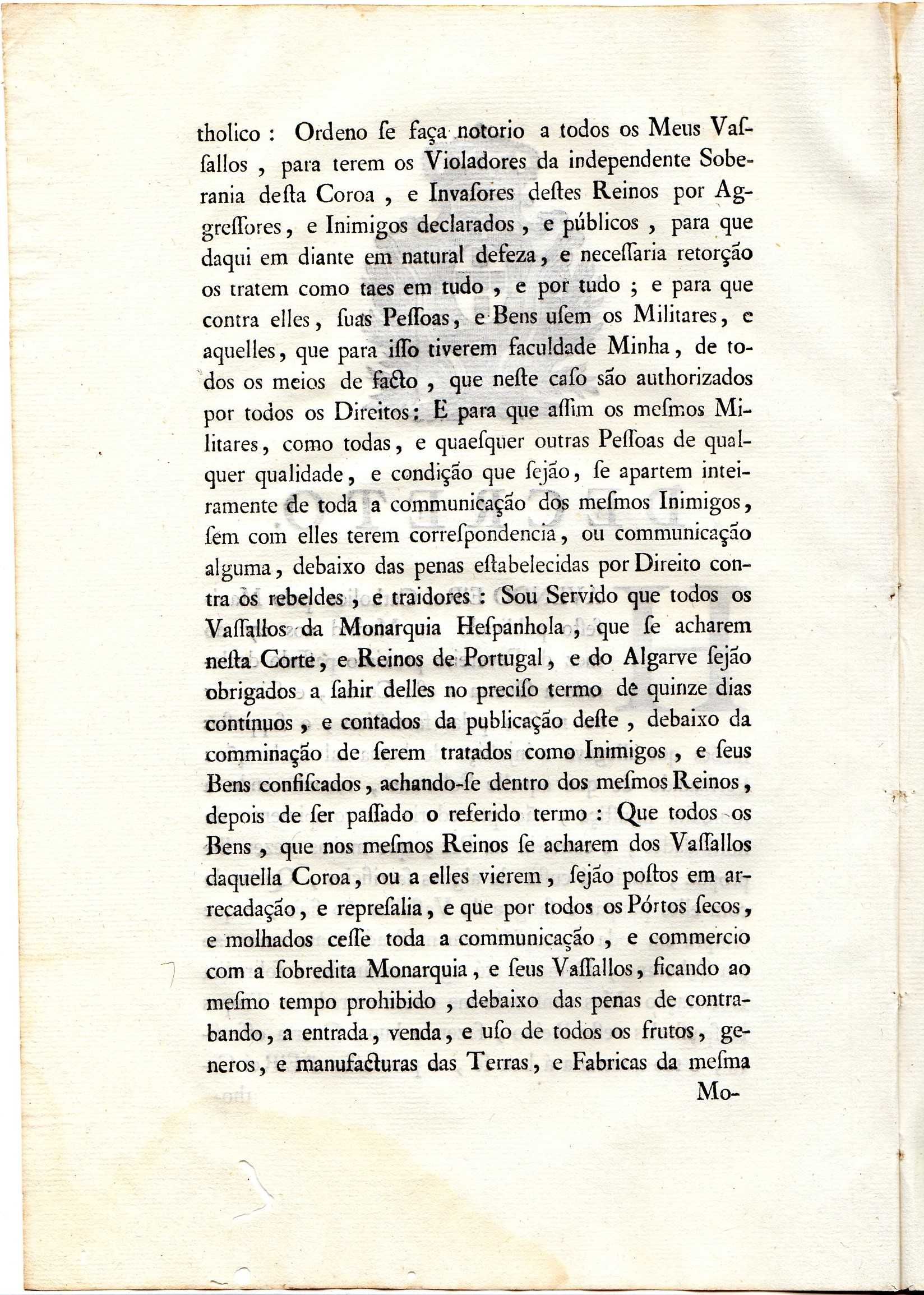 MUITO RARAS Declarações de Guerra e Paz com Espanha em 1801 (OLIVENÇA)