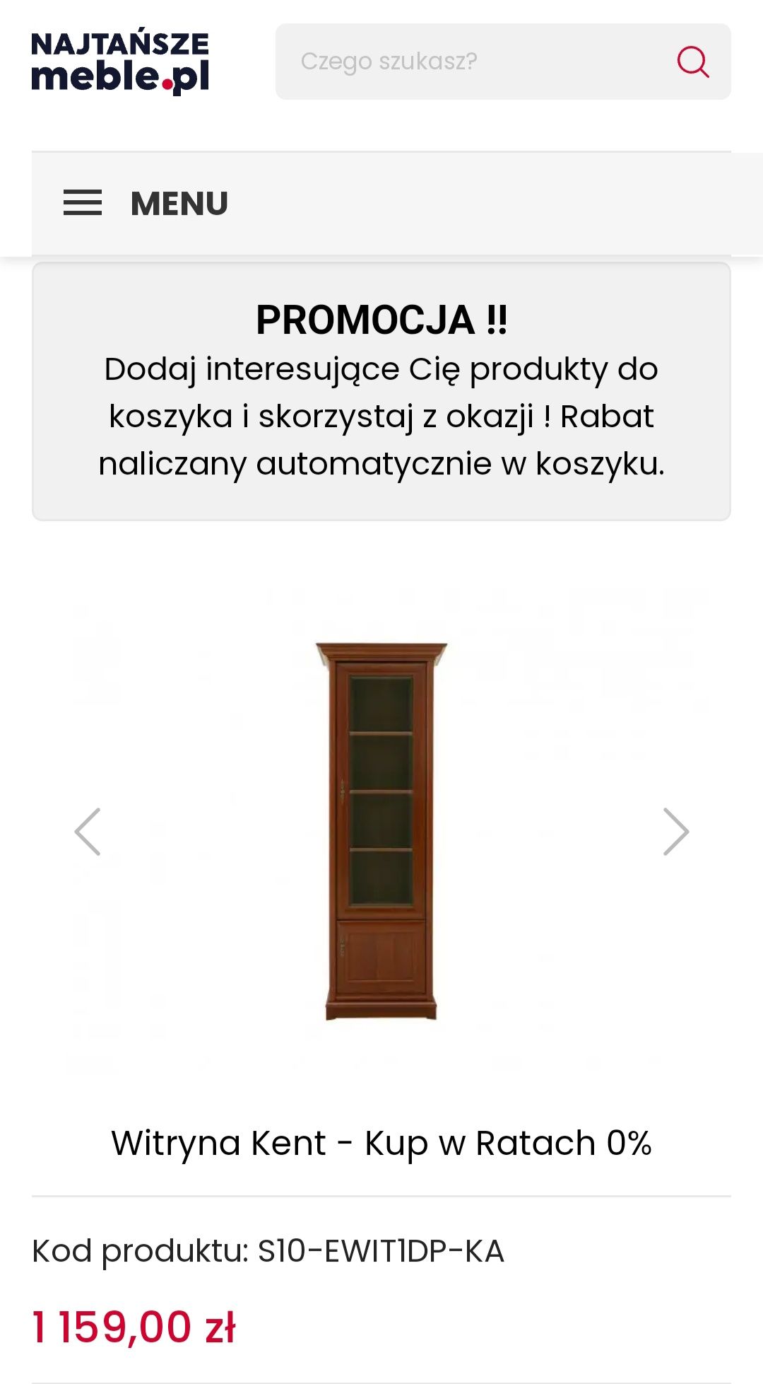 Witryna Kent BRW,szafka, szkło,szuflada