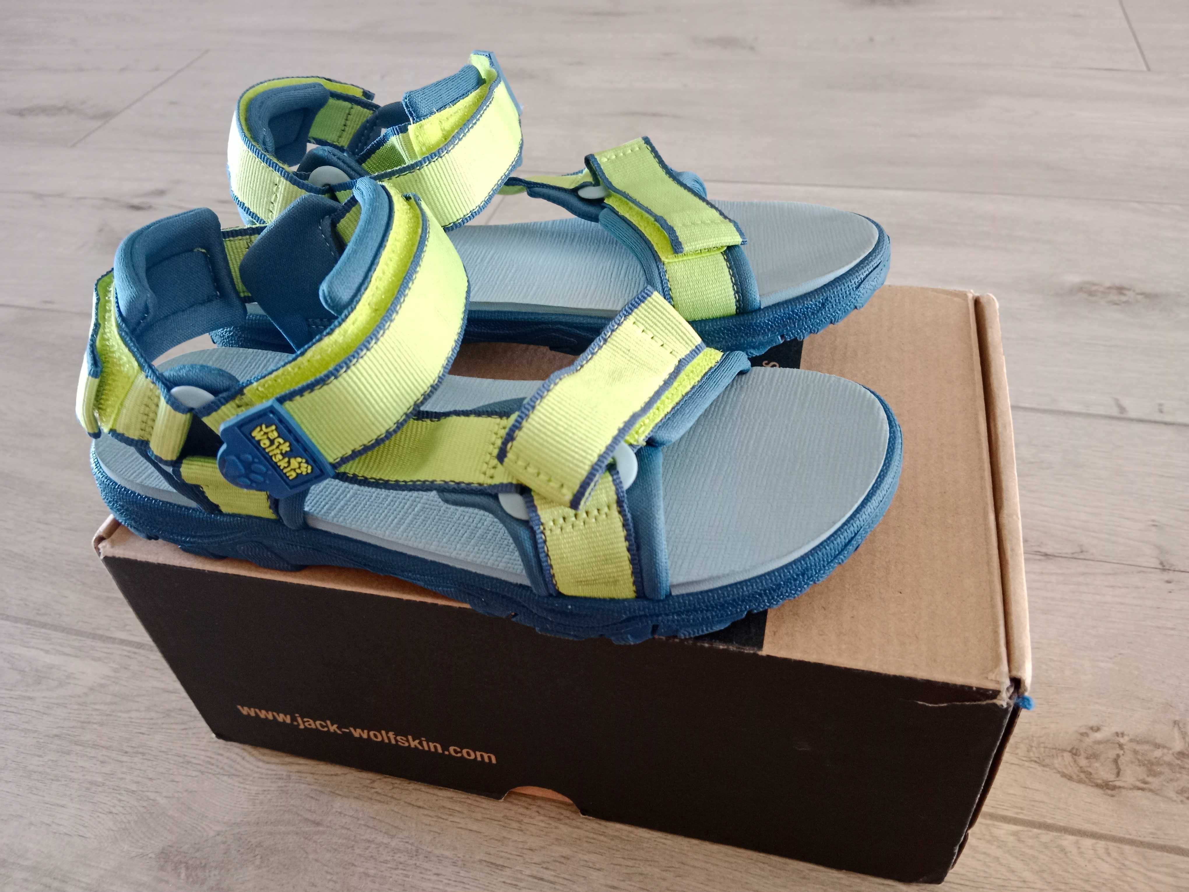 Sandały sandałki nowe Jack Wolfskin Seven Seas 3 K Lime/Blue r. 34