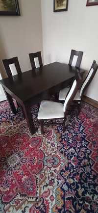 Stół rozsuwany i 6 krzeseł venge 140/180x80