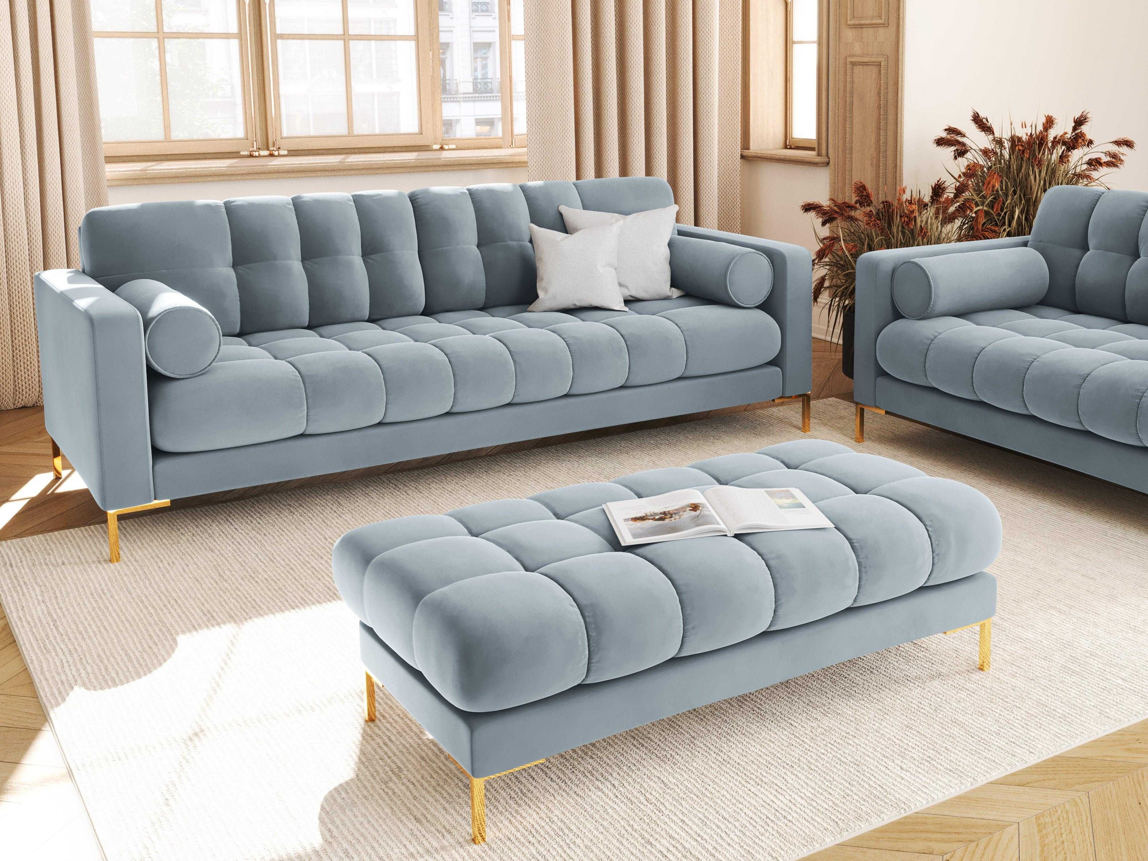 Sofa aksamitna 3-osobowa BALI jasnoniebieski - poekspozycyjna(2)