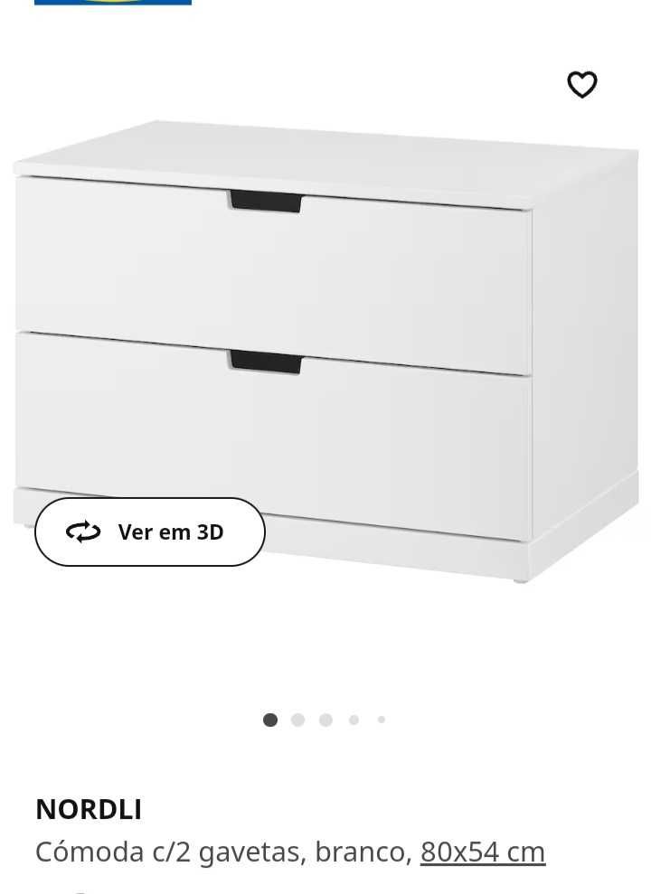 Cómoda 2 gavetas nordli ikea + almofada