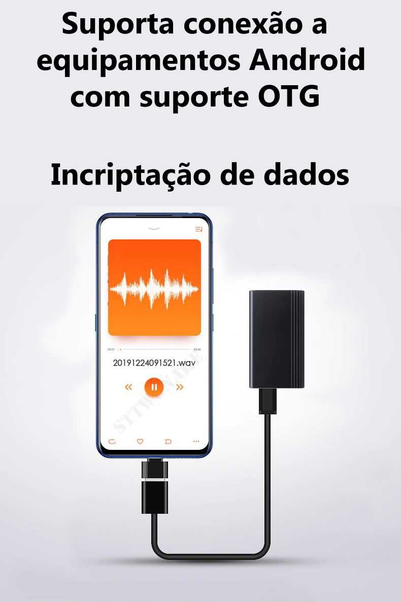 Gravador voz conversas discreto oculto pequeno 400h detecta som