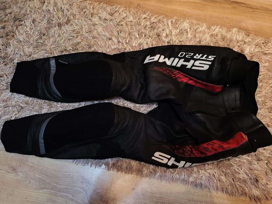 Spodnie skórzane SHIMA STR 2.0 RED czarny czerwony