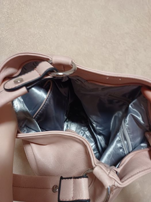 Сумка тоут бежева блідо-рожева