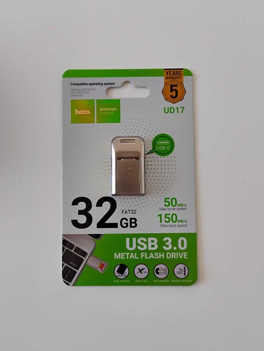 Pendrive 32GB USB 3.0 (USB C) Hoco UD17 nikiel