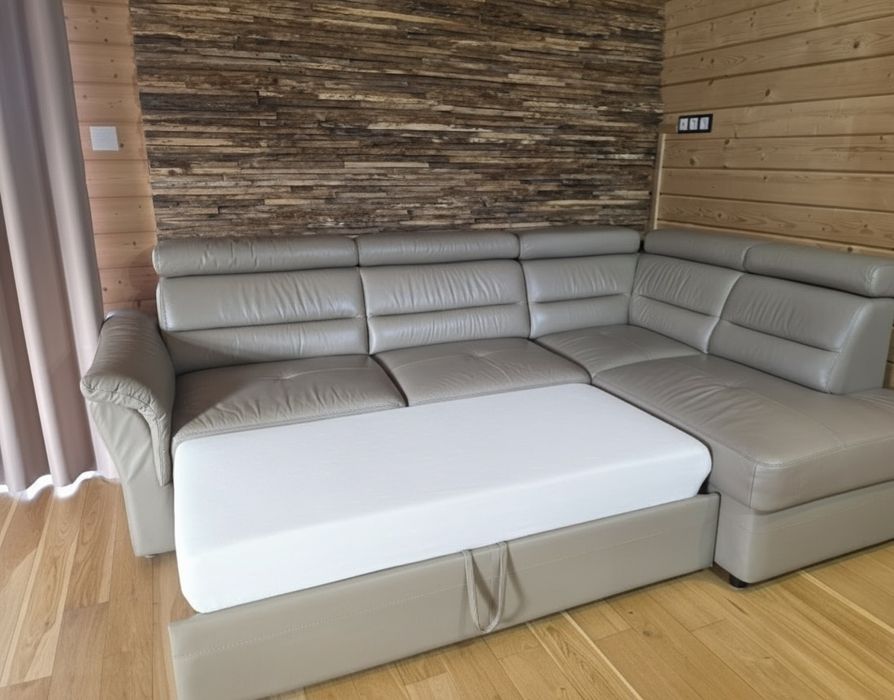 Narożnik skóra naturalna regulowane zagłówki