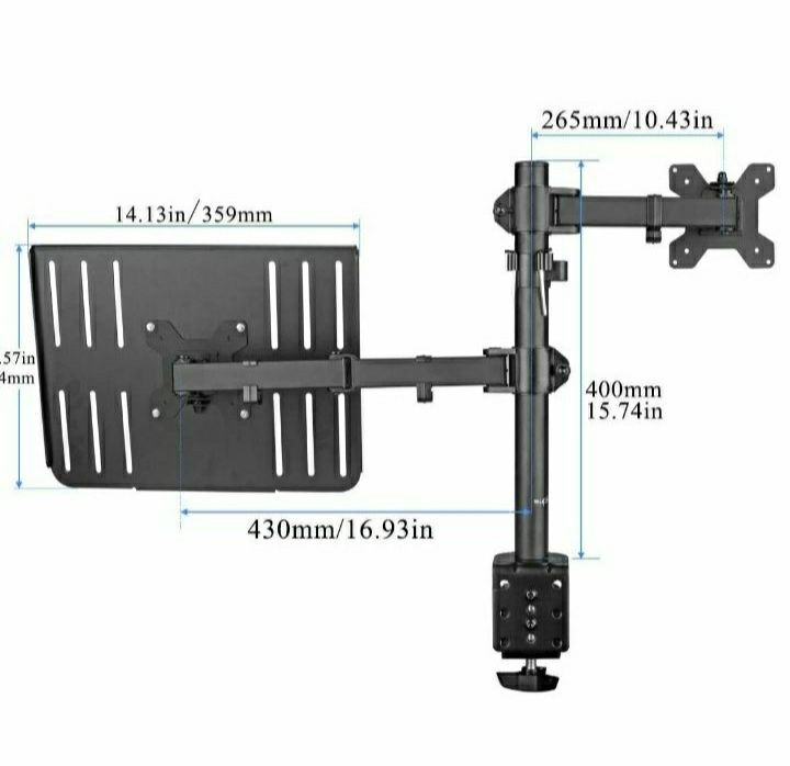 Uchwyt stojak do monitora 17-27" z ramieniem do laptopa