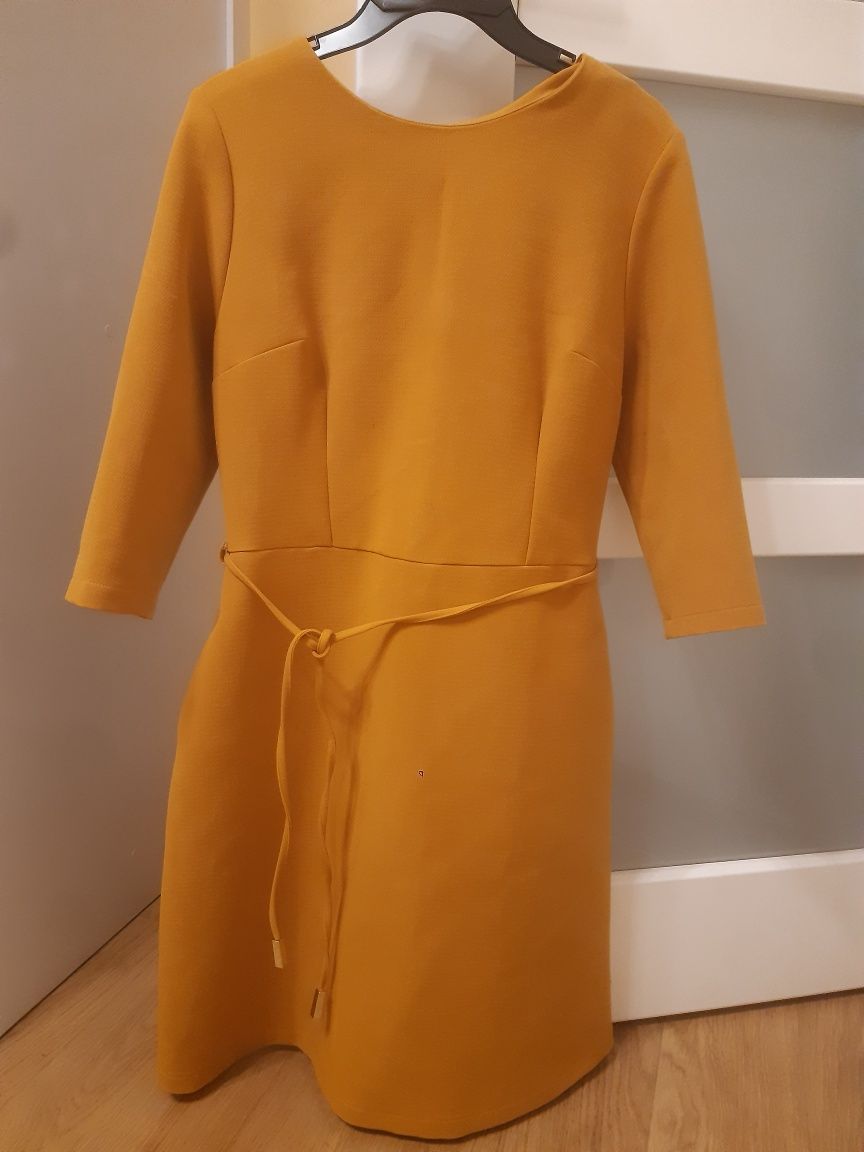 Elegancka sukienka midi Echo żółta mocny materiał Echo codzienna roz 4